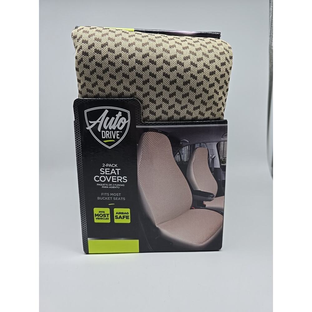 Auto Drive 2-Pack Seat Covers Bucket Seats Brown Open Box